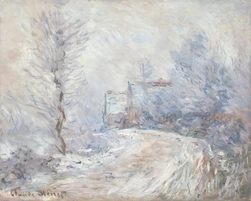 L’entrée de Giverny sous la neige av Claude Monet