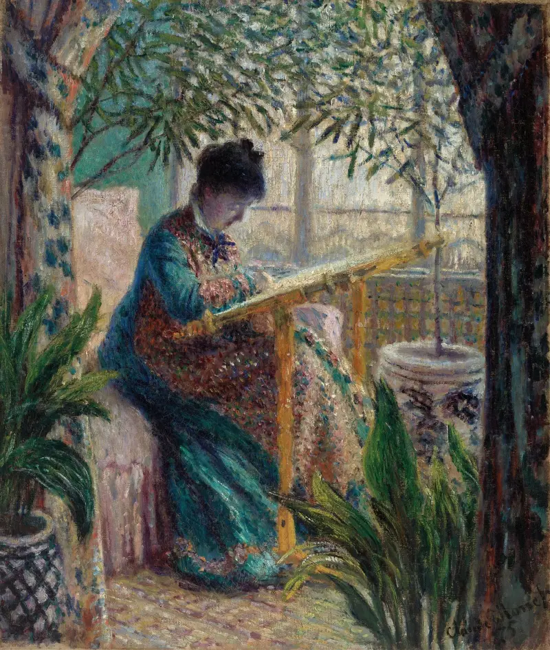 Madame Monet beim Sticken (Camille am Stickrahmen) von Claude Monet