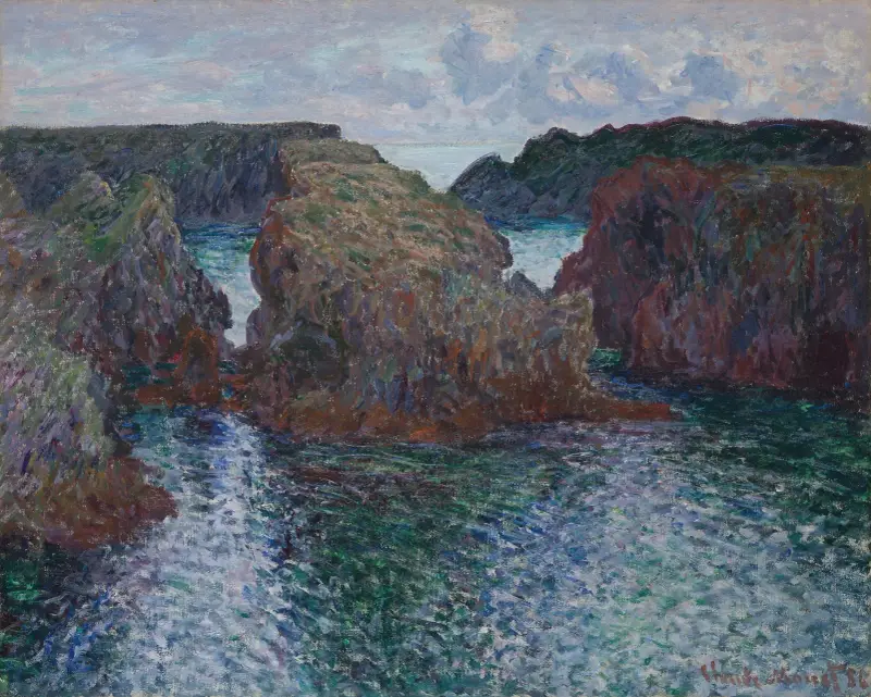 Rocks at Port-Goulphar, Belle-Île av Claude Monet