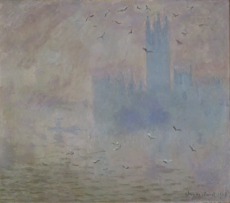 Parlamentshusen, måsar av Claude Monet