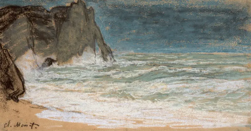 The raging sea at Etretat av Claude Monet