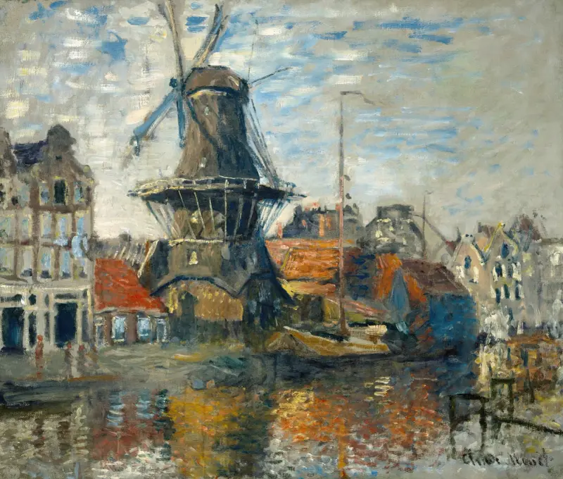 The Windmill on the Onbekende Gracht, Amsterdam av Claude Monet