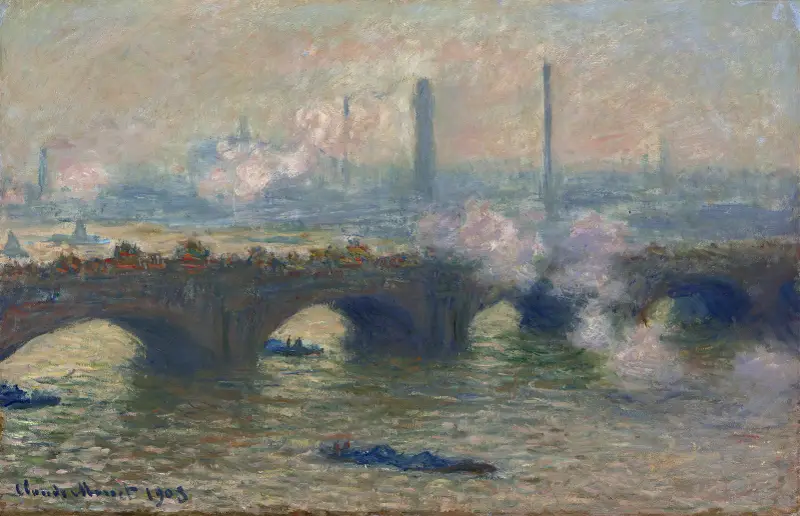 Waterloo Bridge, šedý den, Claude Monet