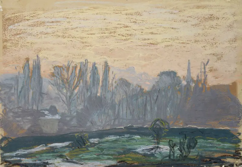 Winterlandschaft mit Abendhimmel von Claude Monet