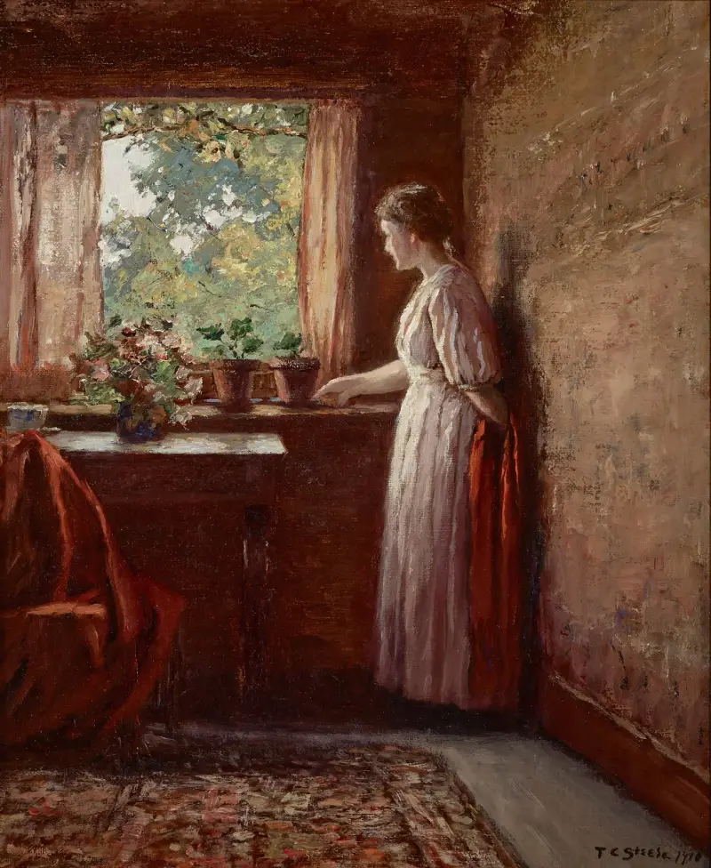 Das Mädchen am Fenster von Theodore Clement Steele