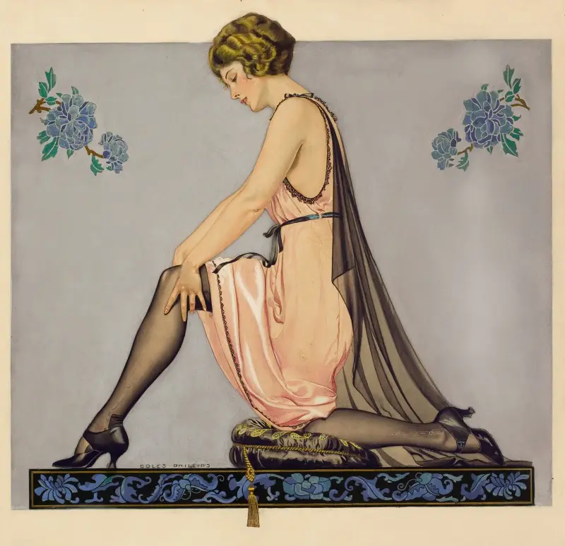 Holeproof Hosiery Company ad illustration av Coles Phillips