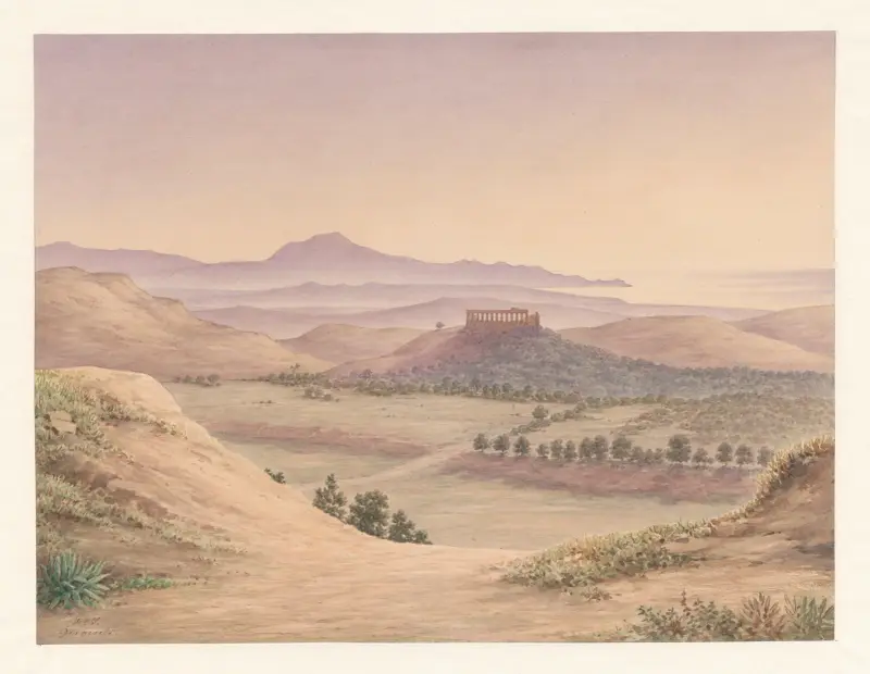 Italien, Agrigento – Tempel der Juno Lacinia, 1849 von Harald Conrad Stilling