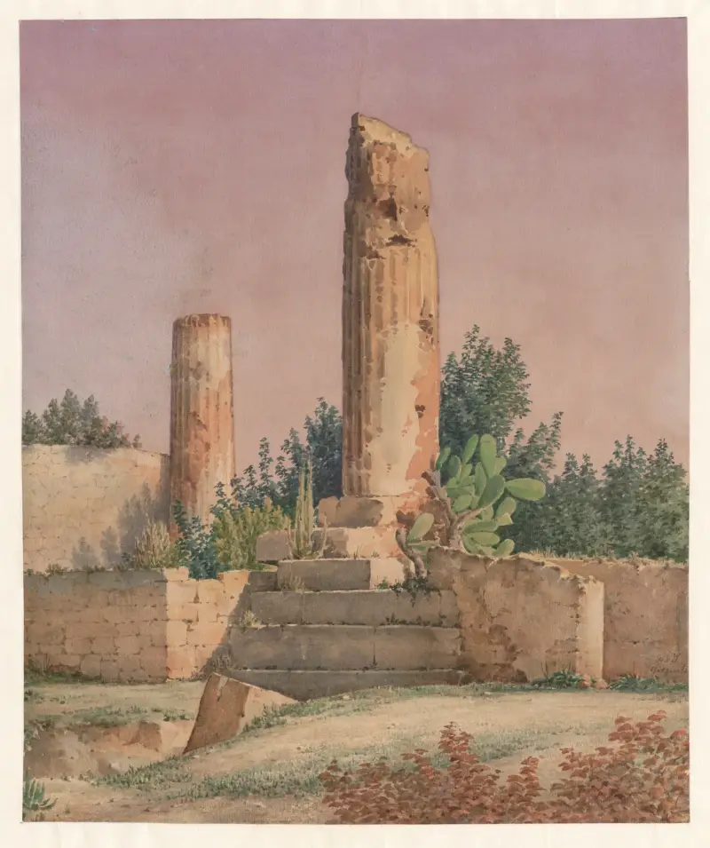 Italy, Agrigento – Temple of Vulcan, 1852 – nr 2 av Harald Conrad Stilling