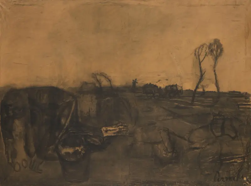 Landschap met wiedster av Constant Permeke