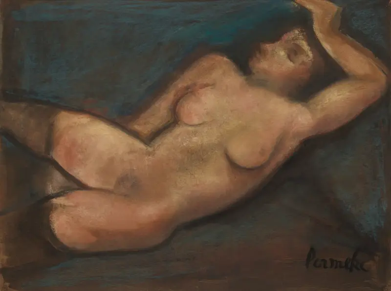 Liegender Akt mit über dem Kopf erhobenem Arm von Constant Permeke