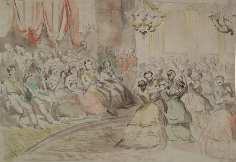 En statsbal, förmodligen med Napoleon III av Constantin Guys