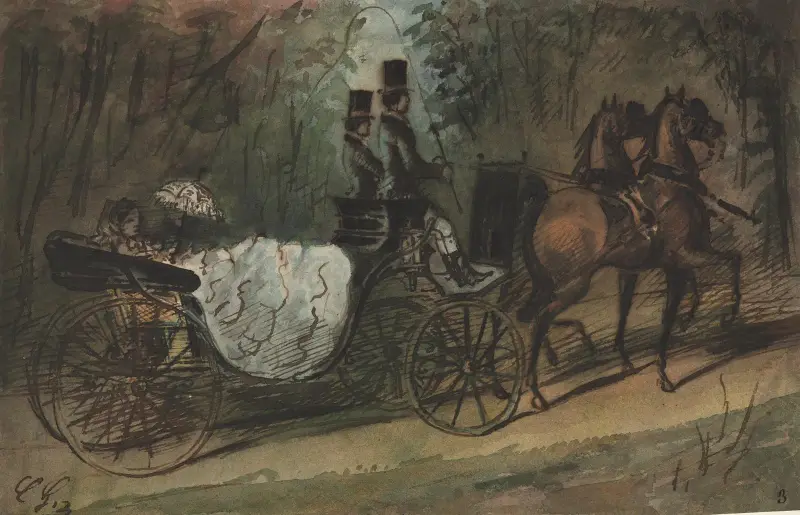 Carriage in the Bois de Boulogne – nr 1 av Constantin Guys