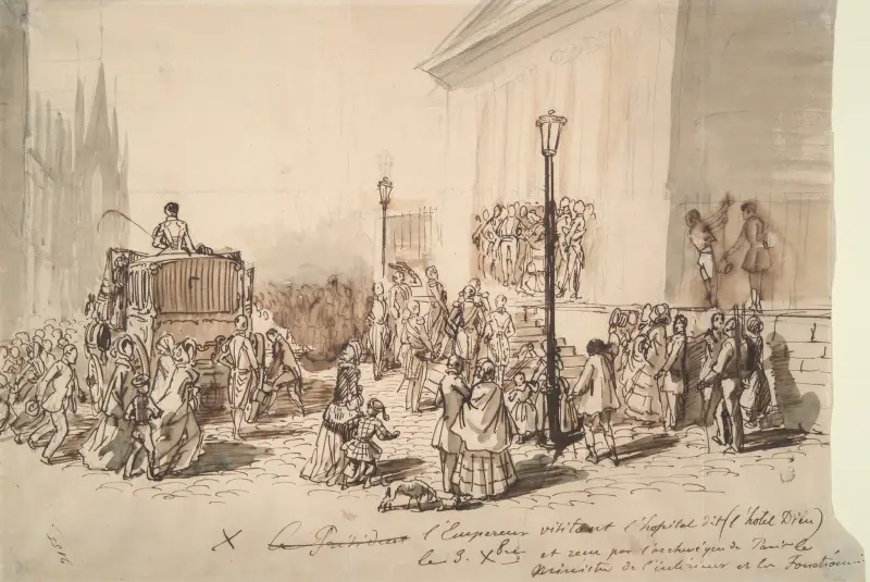 Mottagandet av kejsar Napoleon III på Hôtel-Dieu av Constantin Guys