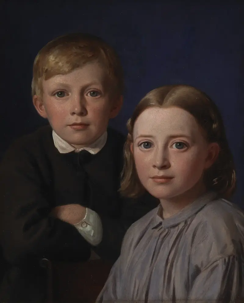 Jens Simmelkær Asmussen og Katrine Asmussen som børn av Constantin Hansen