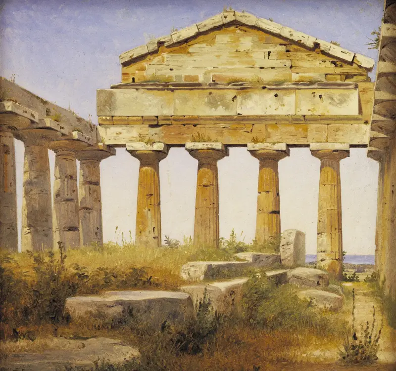 The Temple of Athena in Paestum av Constantin Hansen