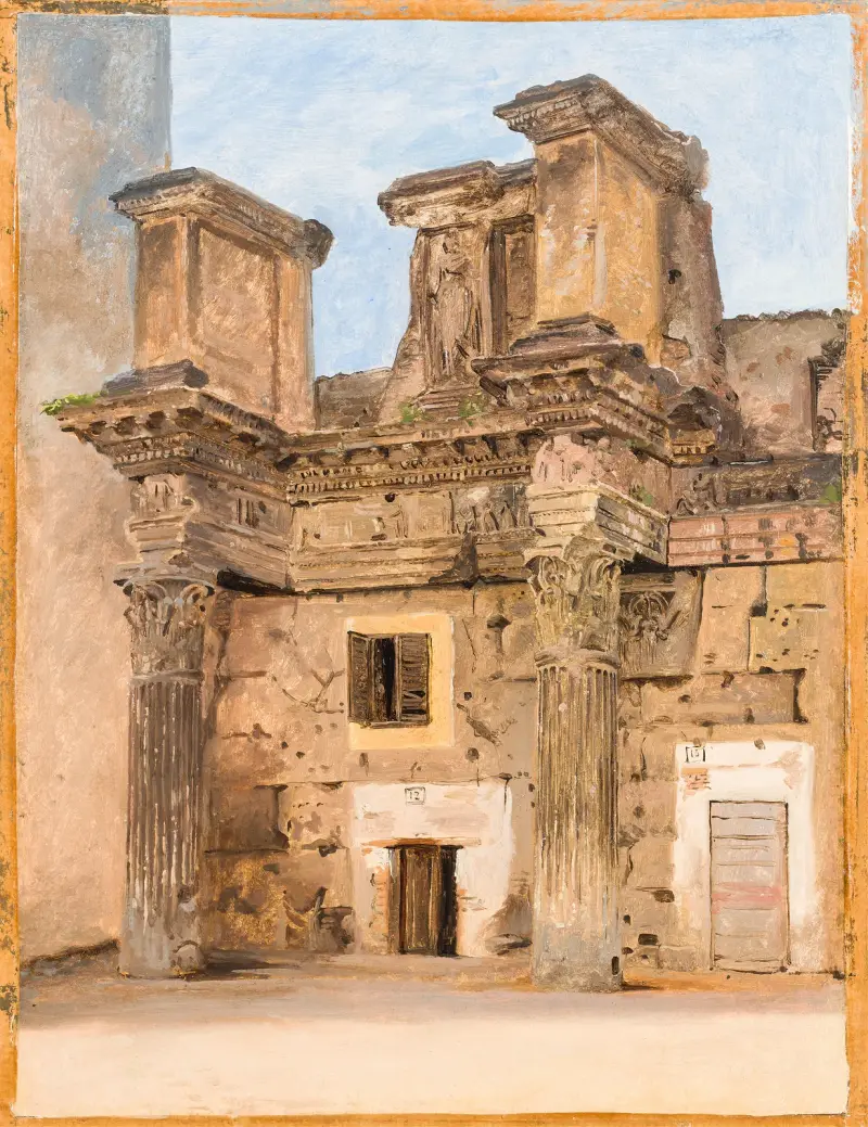 The Temple of Minerva on the the Forum of Nerva in Rome av Constantin Hansen