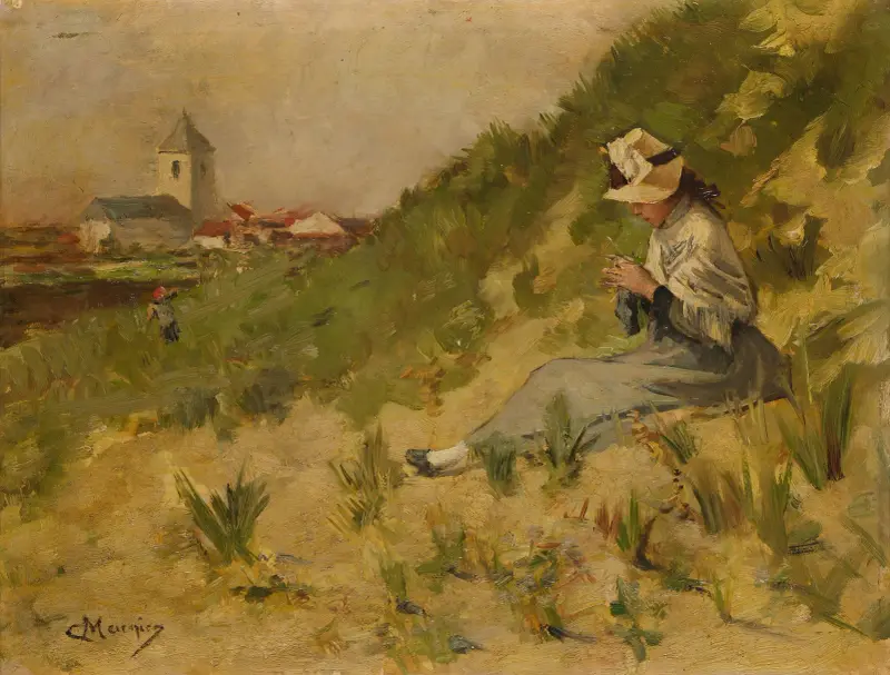 Meisje in de duinen te Mariakerke av Constantin Meunier