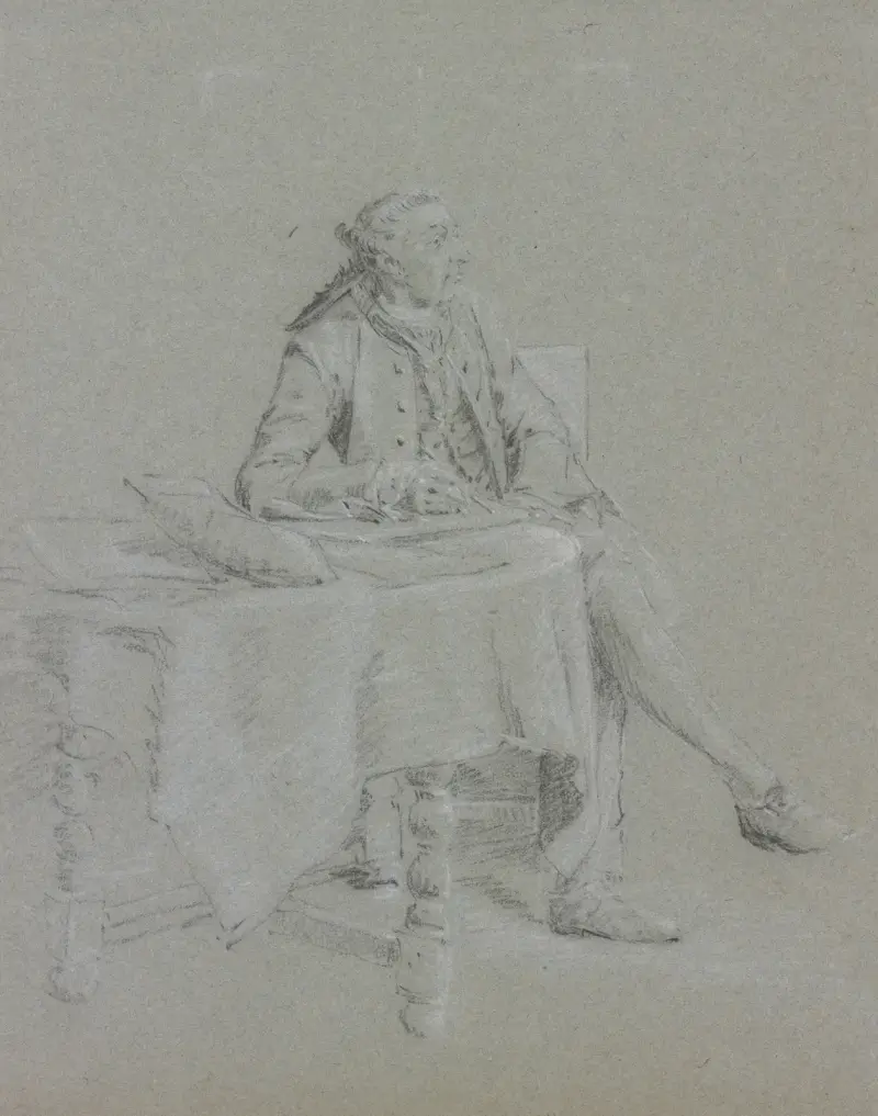 Kavalier am Tisch sitzend von Cornelis Troost