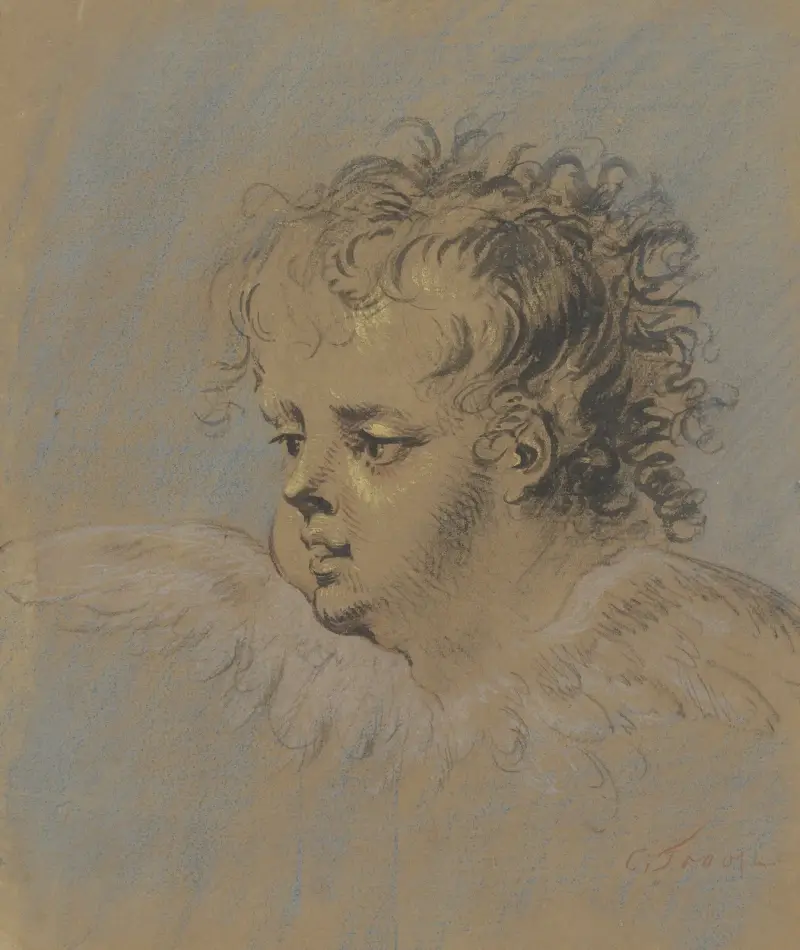 Bevingad änglahuvud (Gevleugeld engelenkopje) av Cornelis Troost