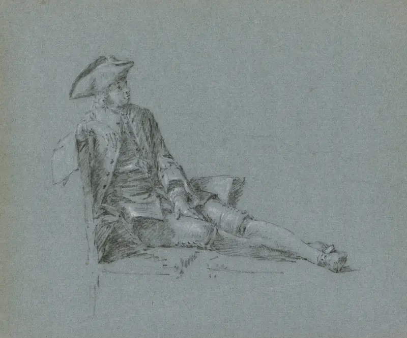 Kavalier auf einer Chaiselongue av Cornelis Troost