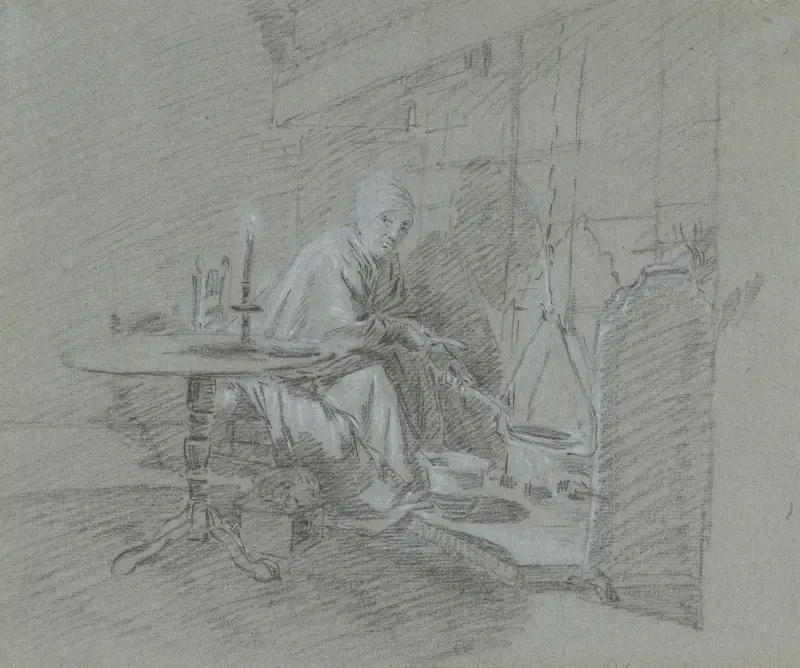 Kvinna som gräddar pannkakor av Cornelis Troost