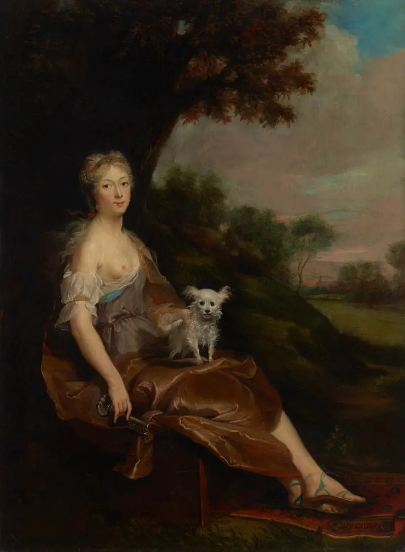 Portret kobiety siedzącej w pejzażu jako alegoria Wierności, Cornelis Troost