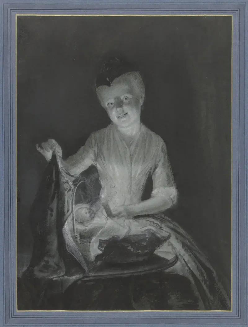 Sara Troost met haar pop av Cornelis Troost