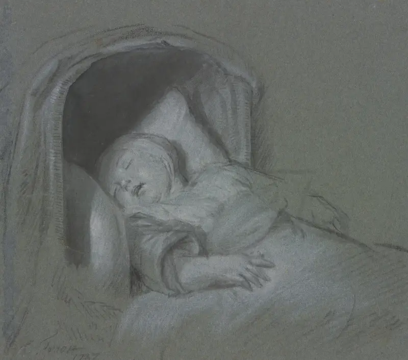 Schlafendes Kind in der Wiege av Cornelis Troost