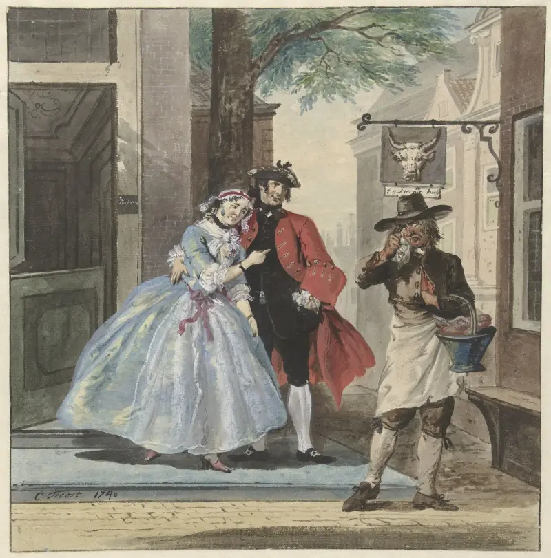 Teaterscen från Pefroen med fårhuvudet av Cornelis Troost