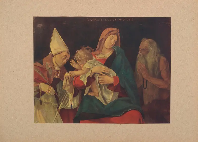 Lorenzo Lotto, Madonna med barnet och helgon av Corrado Ricci