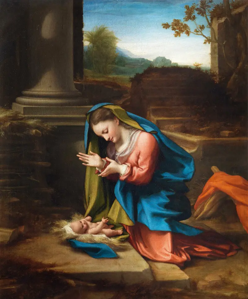 Tillbedjan av Kristusbarnet av Correggio