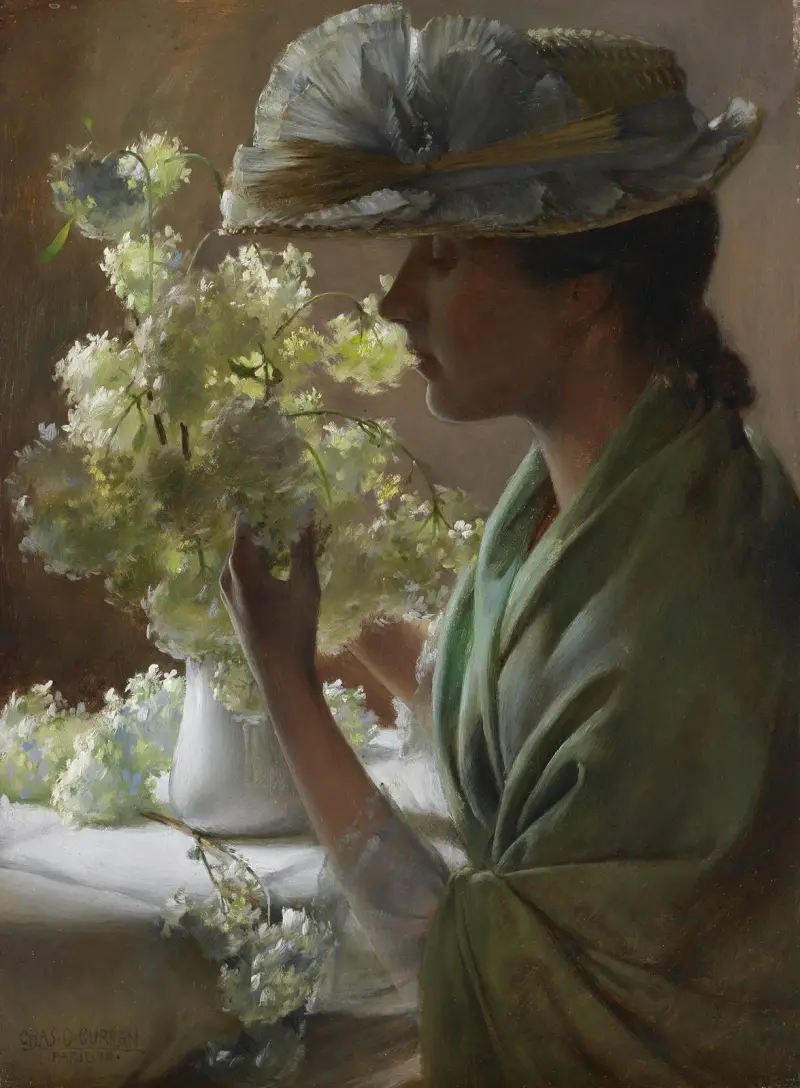 Lady with a Bouquet (Snowballs) av Charles Courtney Curran