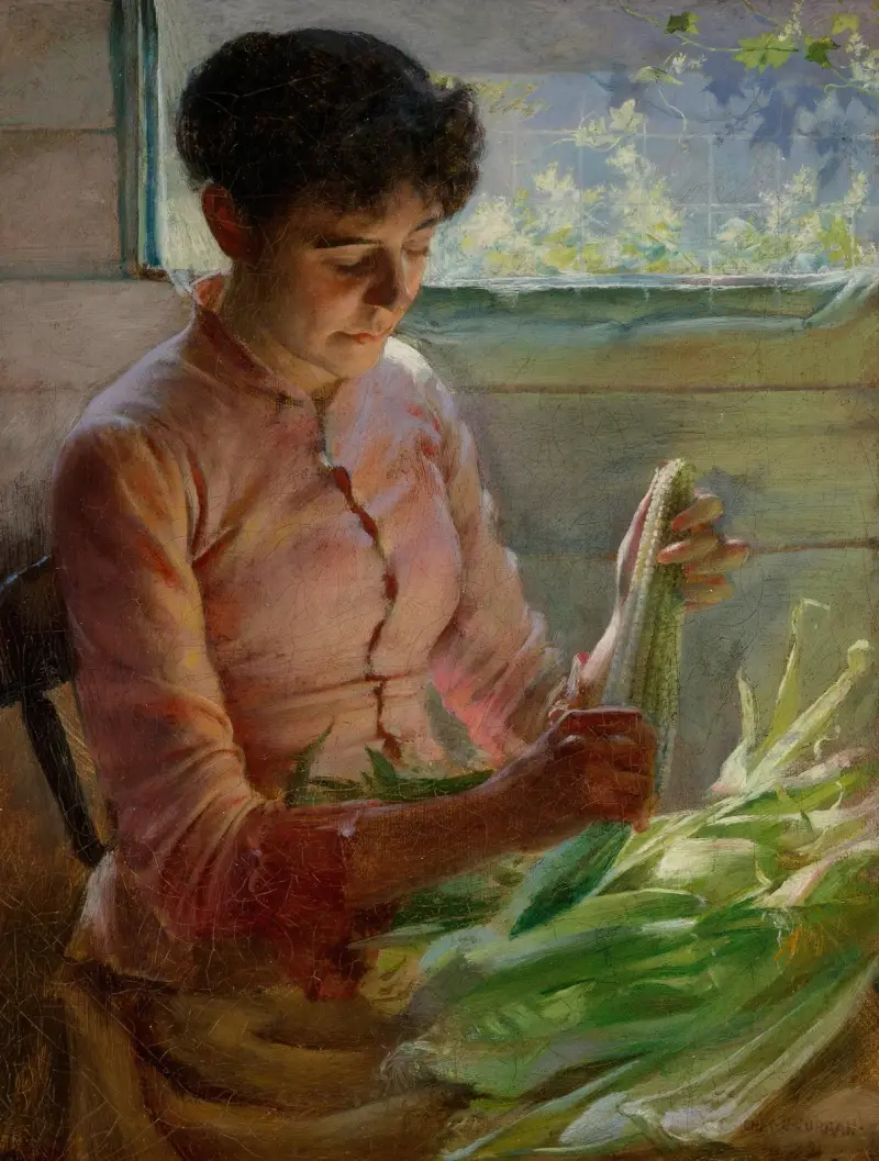 Maiskolben schälen von Charles Courtney Curran