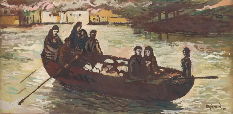 Flykt från en brinnande by av Cyprián Majerník