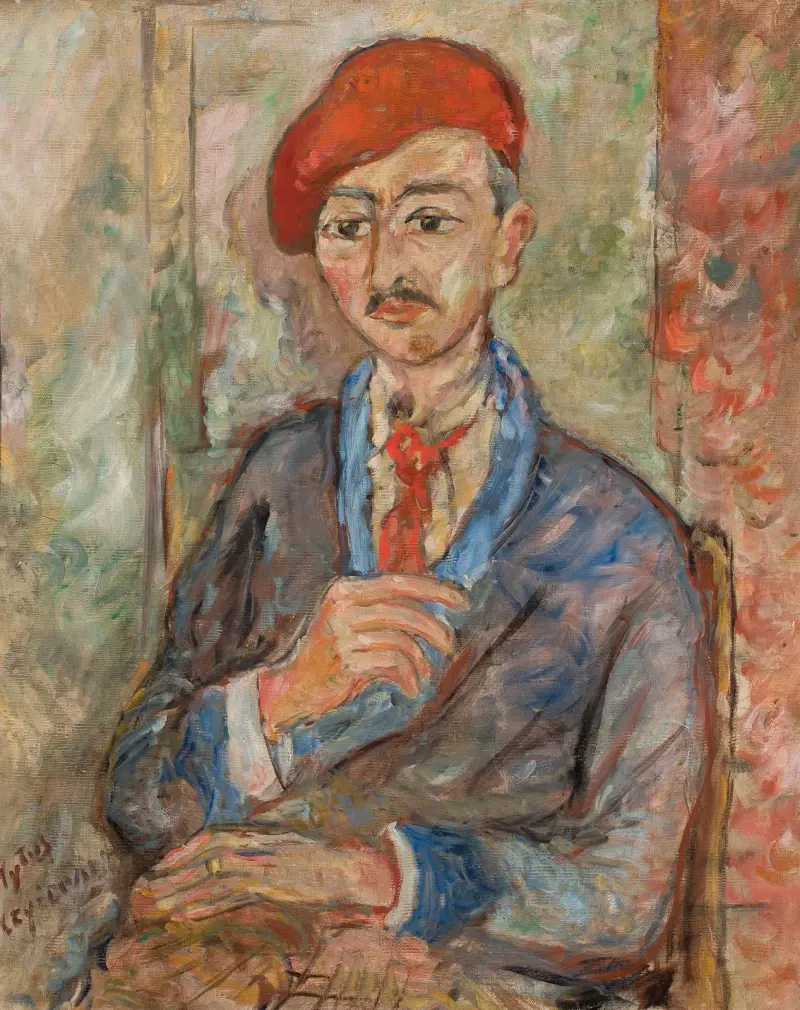 Portrait of a man in a red beret (Władysław Piasecki) av Tytus Czyżewski