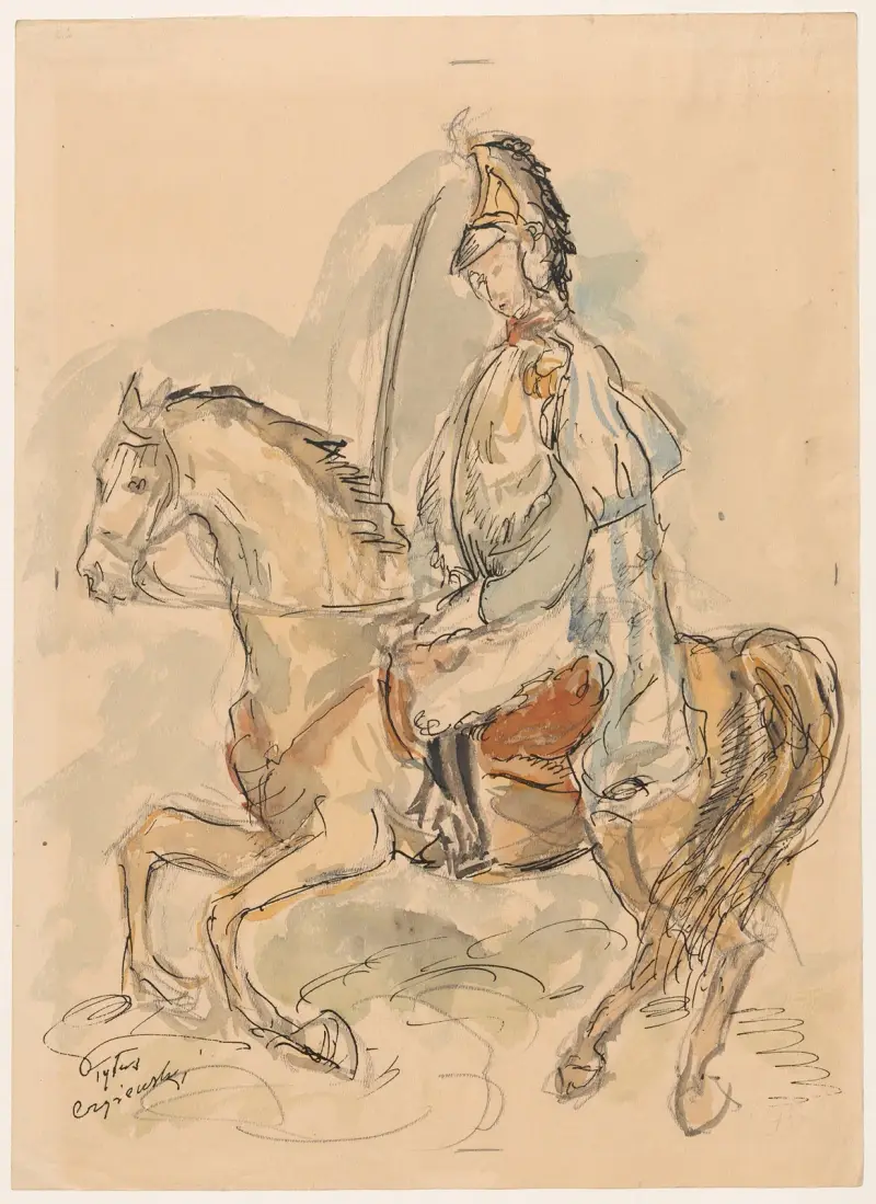 Sketch for the lost painting Cuirassier av Tytus Czyżewski