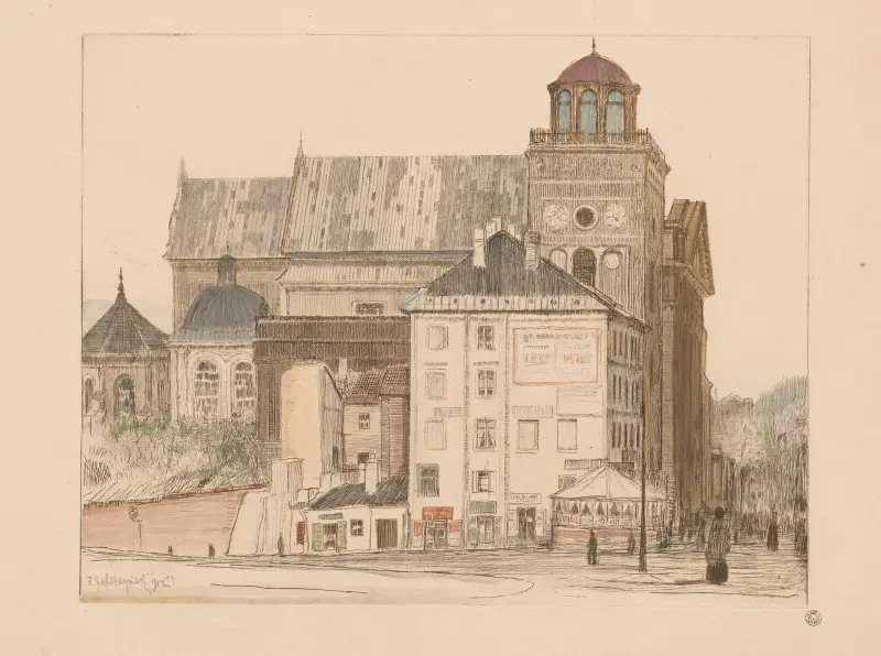 Bernardine church and tower in Warsaw av Feliks Jabłczyński