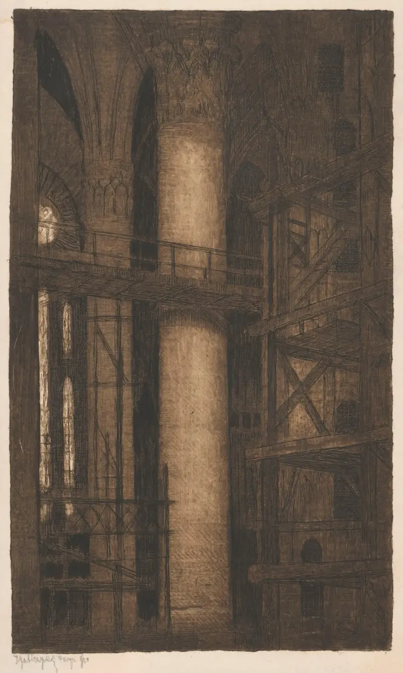 Wnętrze kościoła, 1910, Feliks Jabłczyński