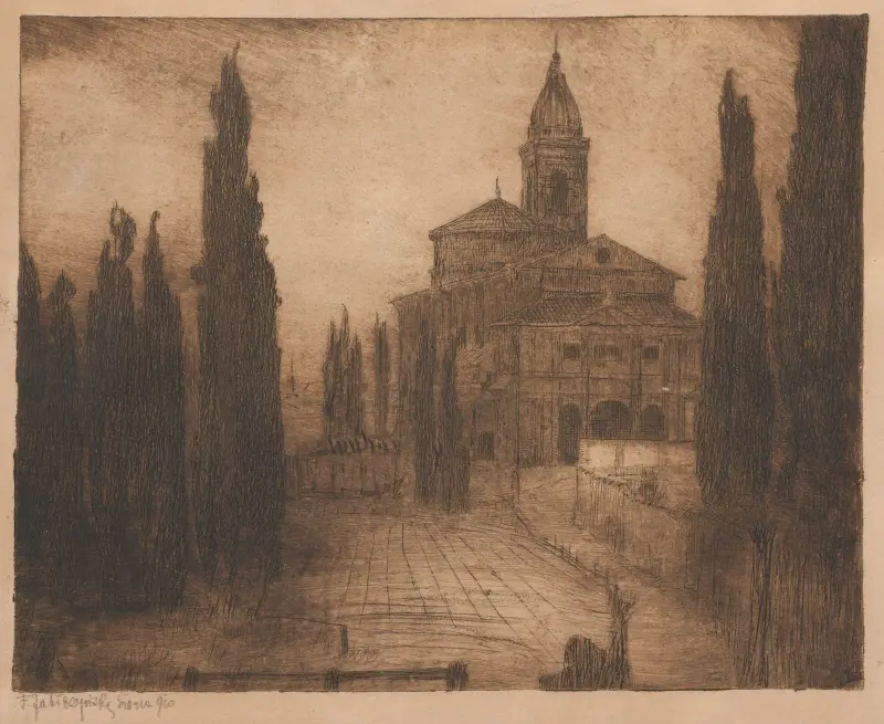 Cypresses near Siena av Feliks Jabłczyński