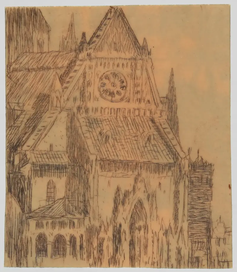 Gotische Kathedrale, Ansicht von der Westfassade von Feliks Jabłczyński