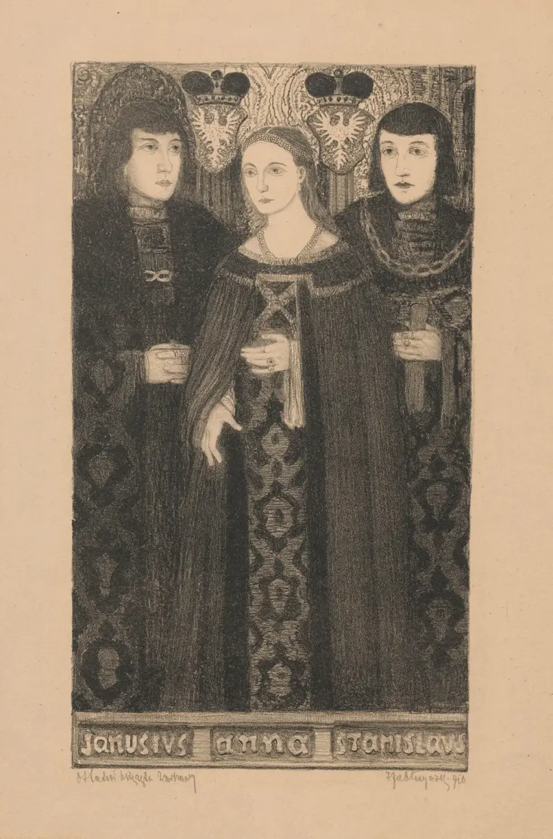 Janusz, Anna and Stanisław, the last Duke and Duchess of Mazowsze av Feliks Jabłczyński