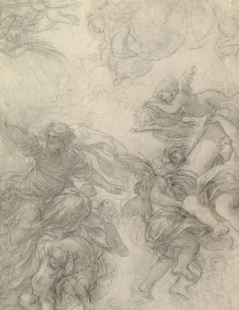 Gud Fadern med änglar som håller passionssymboler av Pietro da Cortona