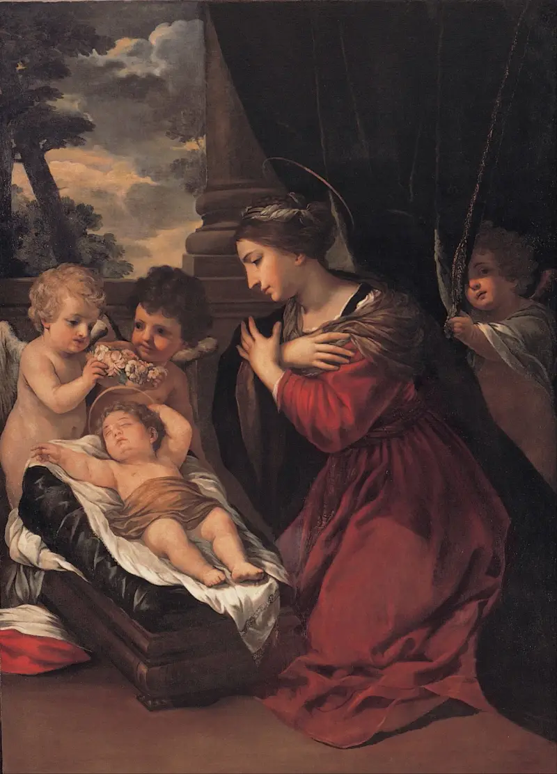Madonnan med barnet och änglar av Pietro da Cortona