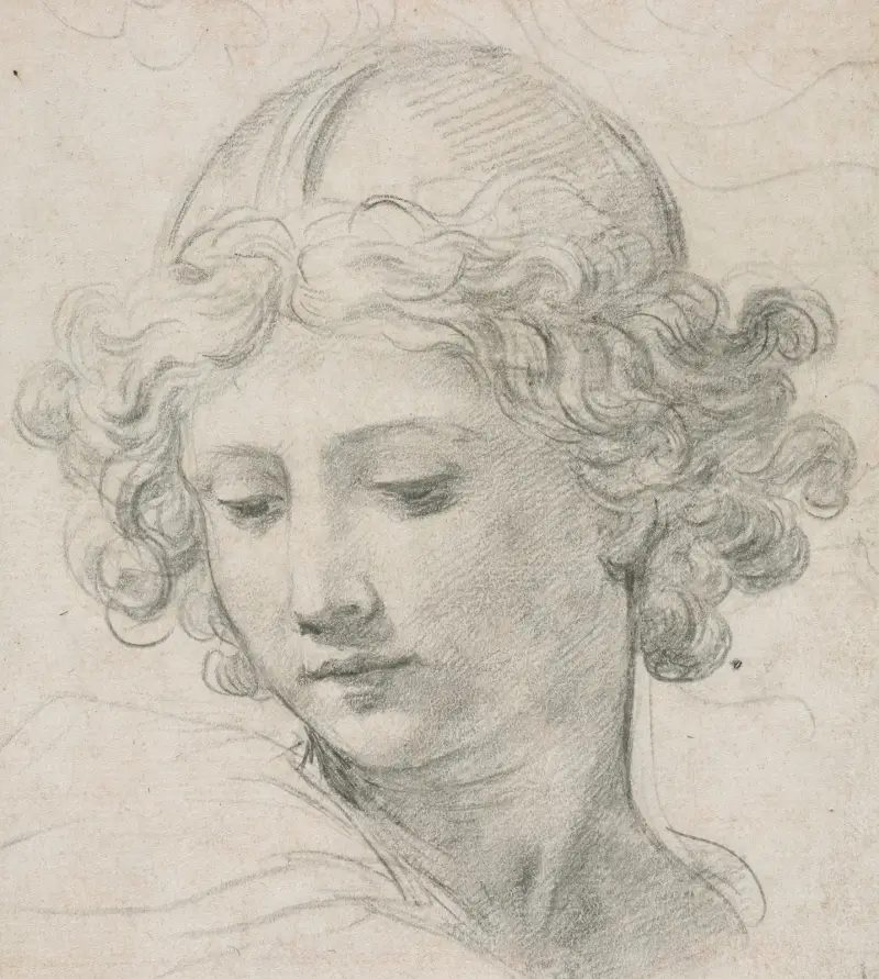 Studie för huvudet till Sankt Mikael av Pietro da Cortona
