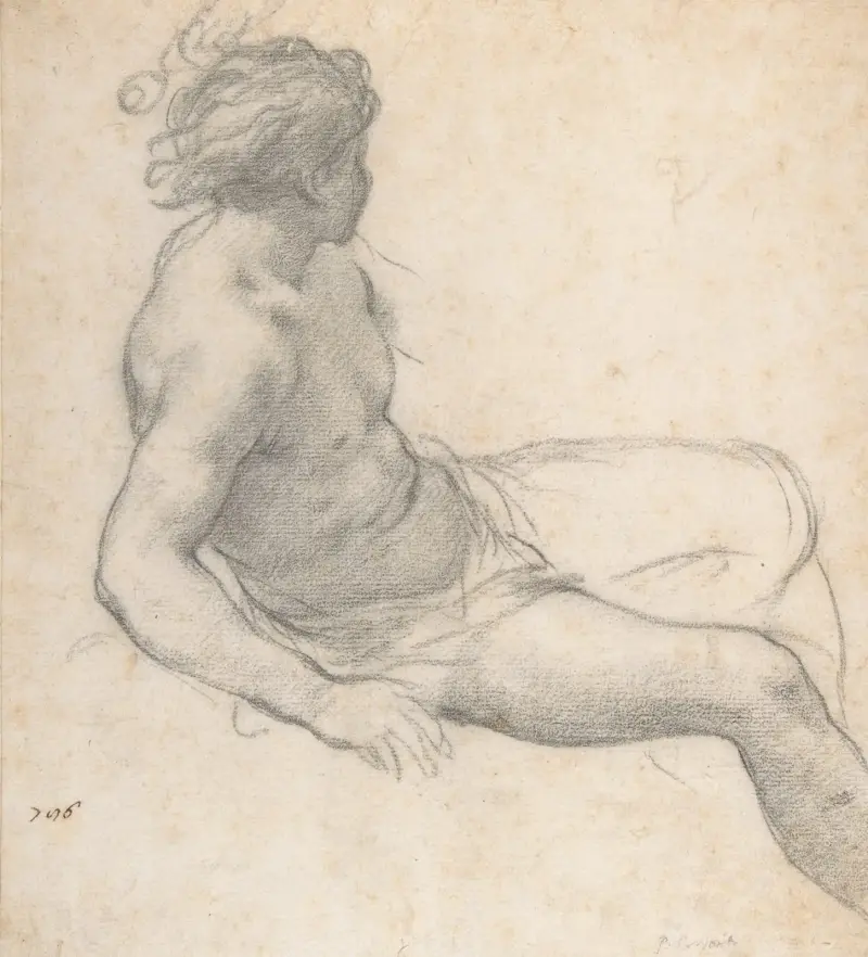 Studie av en sittande yngling för Guldåldern av Pietro da Cortona
