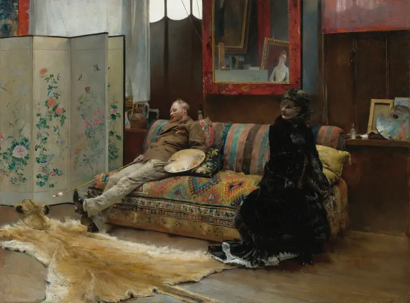 Bouderie (Gustave Courtois in seinem Atelier) von Pascal-Adolphe-Jean Dagnan-Bouveret