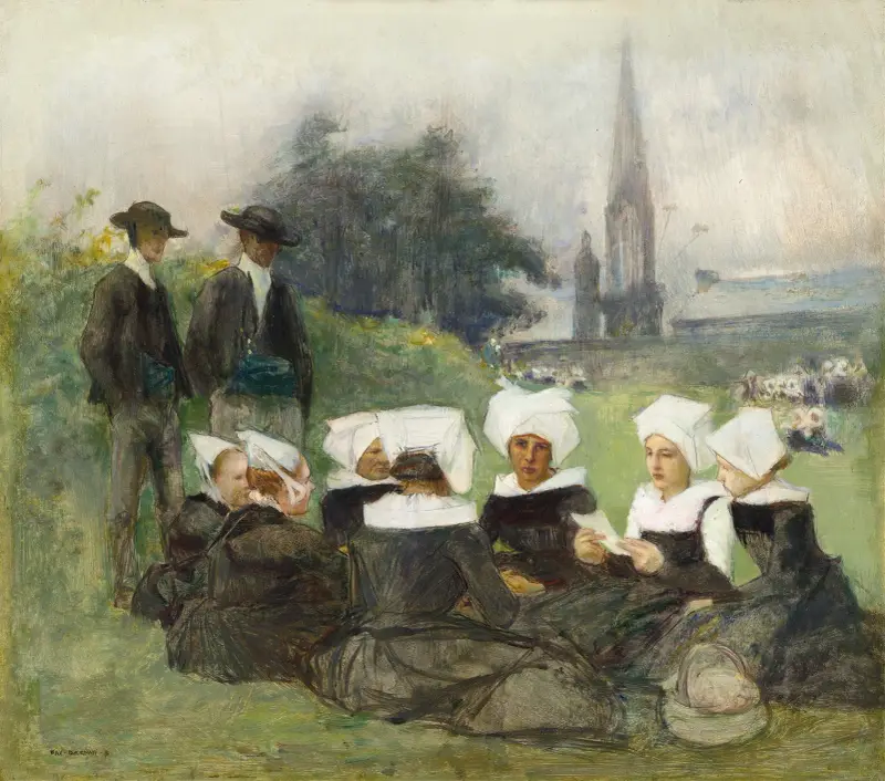 Studie för bretonska kvinnor vid en avlatsfest av Pascal-Adolphe-Jean Dagnan-Bouveret