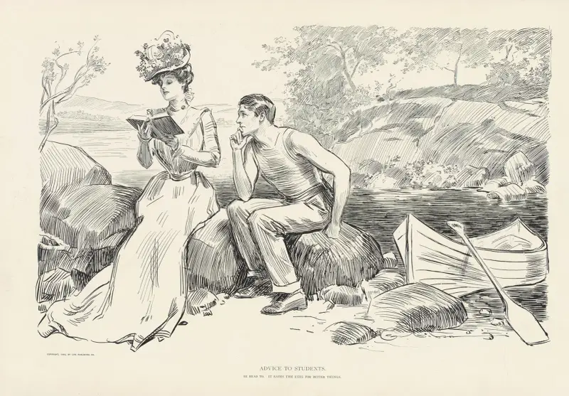 Advice to students- Be read to. It saves the eyes for better things av Charles Dana Gibson