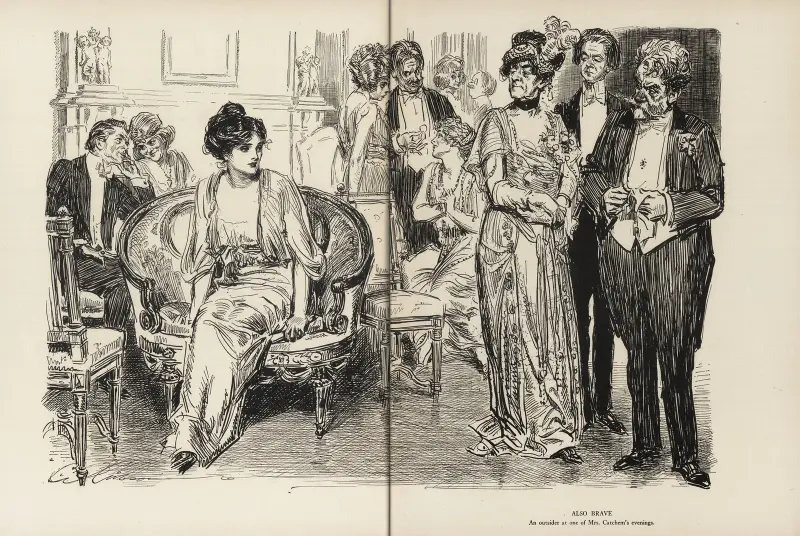 Also Brave – An outsider at one of Mrs. Catchem’s evenings av Charles Dana Gibson