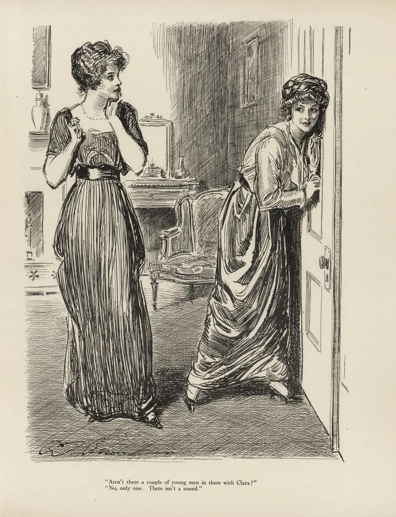 ‘Aren’t there a couple of young men in there with Clara’ av Charles Dana Gibson